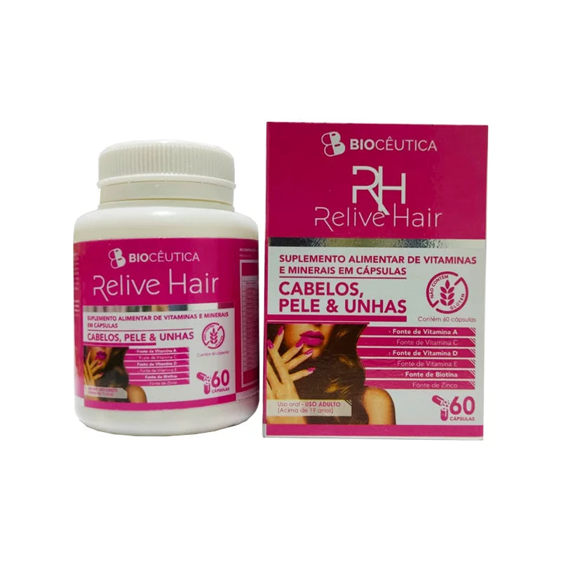 Relive Hair Cabelo Pele e Unha 60 Cápsulas